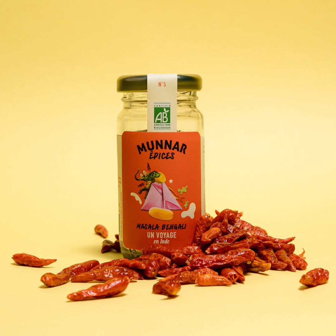 Munnar Épices - bio - Masala Bengali - mélange d'épices - kérala - healthy - bienfaits - origine Inde - direct producteur