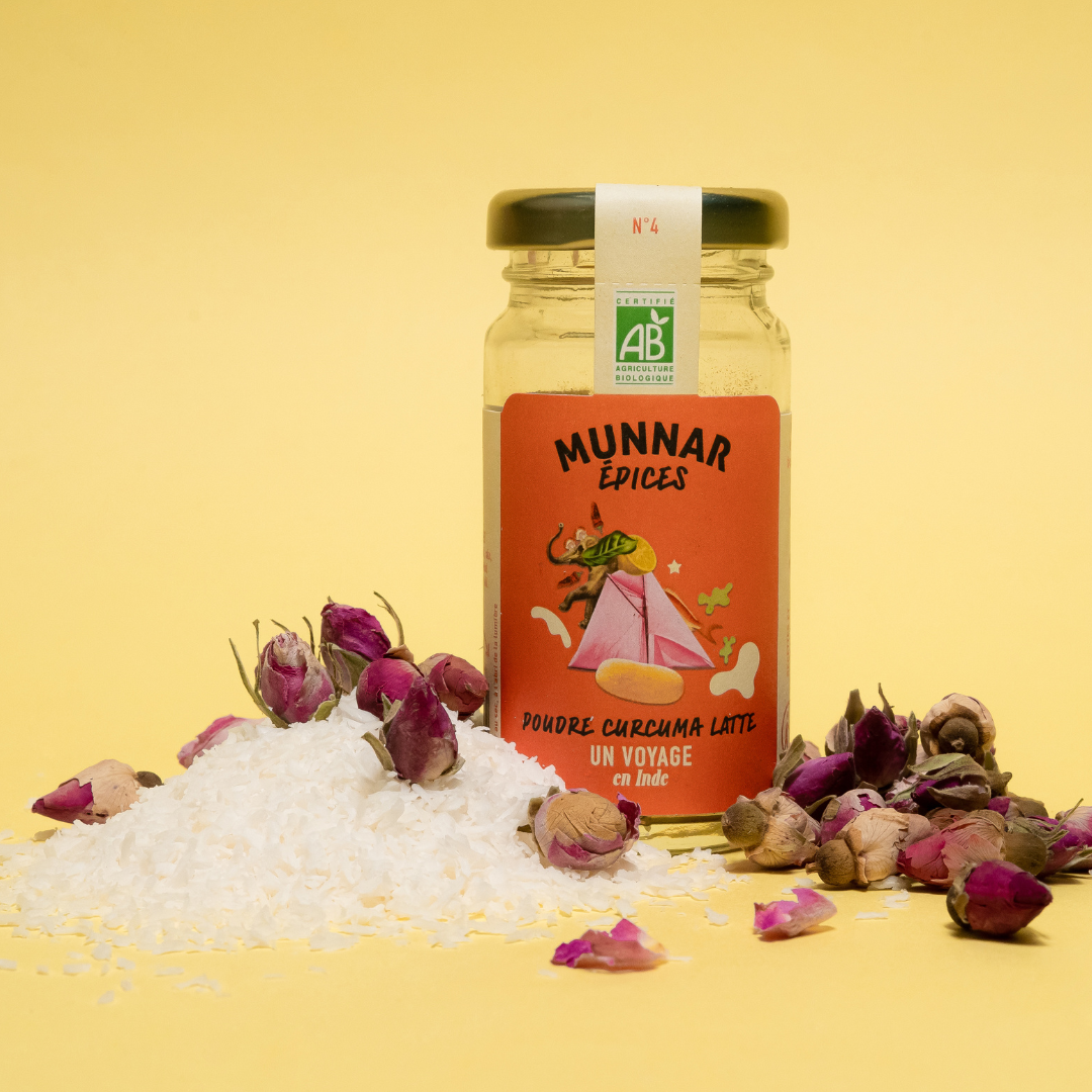 Munnar Épices - bio - Curcuma Latte - Lait d'Or - NYC - mélange d'épices - kérala - healthy - bienfaits - origine Inde - direct producteur